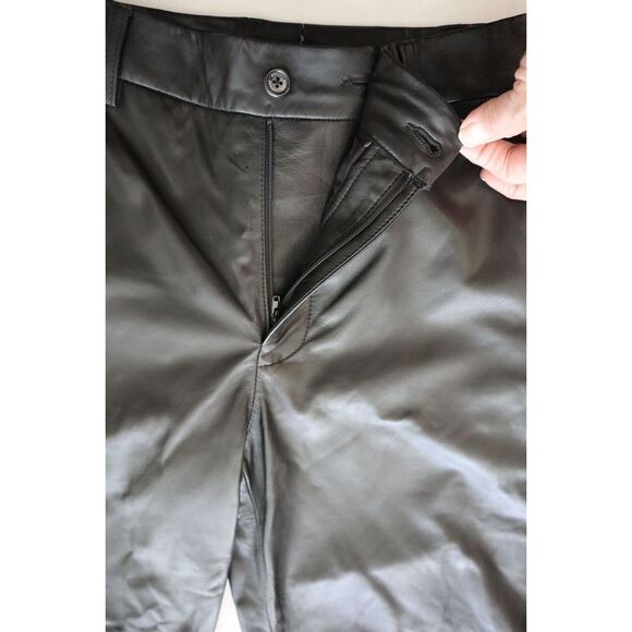 Lauren Ralph Lauren Women's Sz 6 Black Lamb Leather Cropped High Rise Pants - Picture 6 of 13